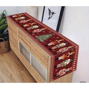 Nutcracker Christmas Table Runner Red 72X12” new